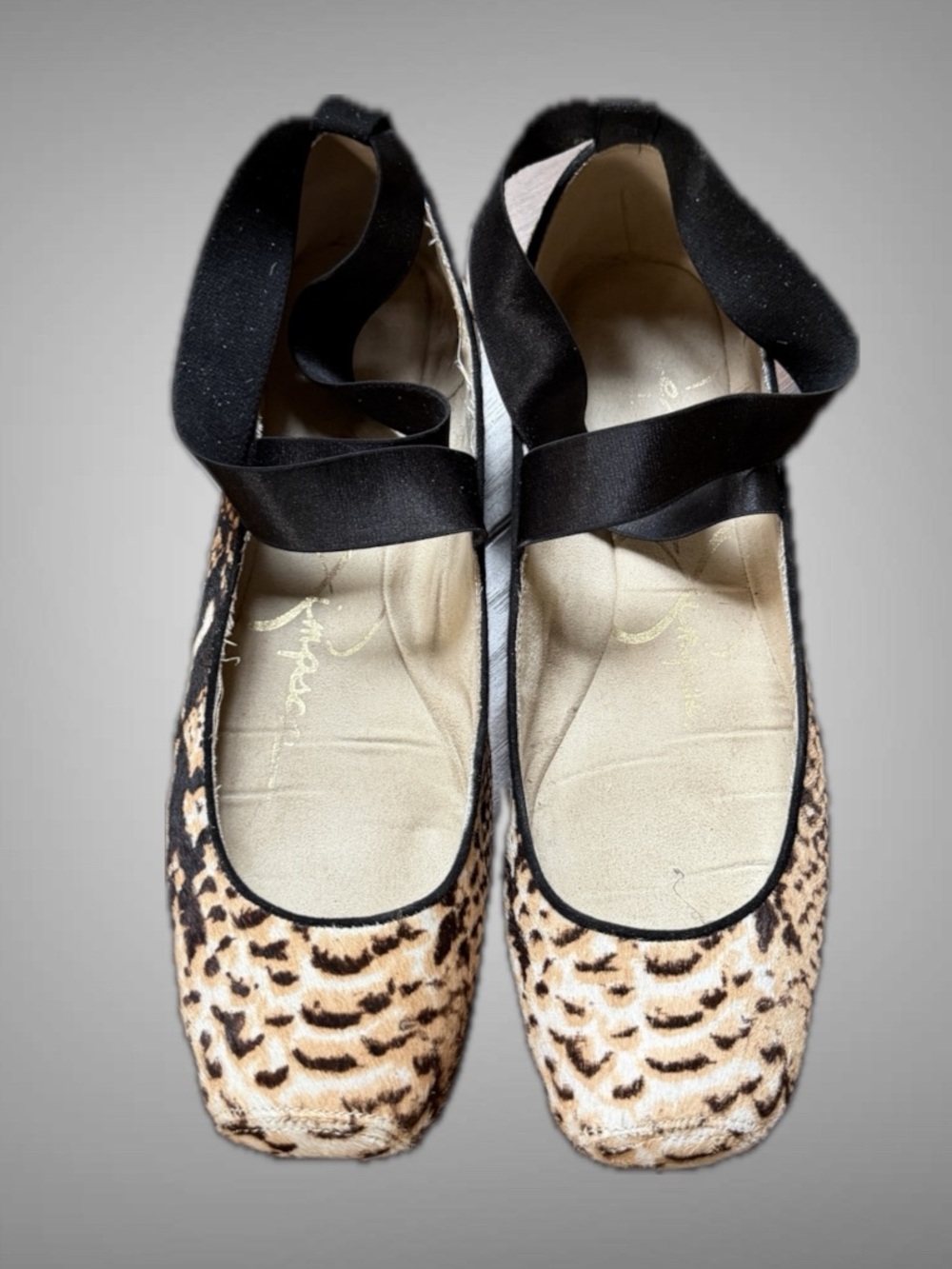 Jessica Simpson Mandalaye Animal Print Calf Hair Ballet Flats Sz 10 Like New!